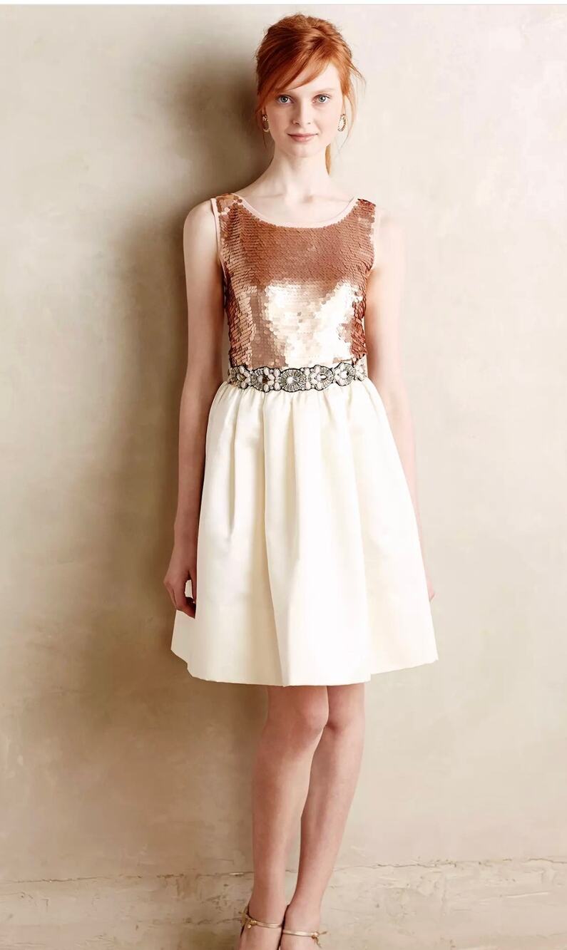 Anthropologie Paper Crown Womens XS Addie Sequin Mini Dress Luxe Party NEW